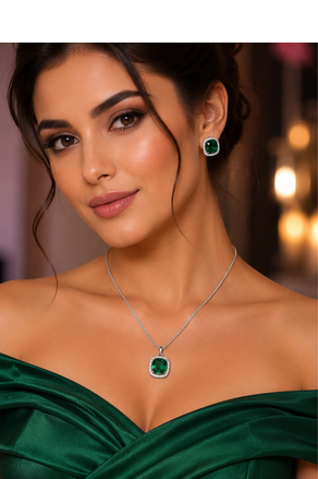 Rhodium finish timeless spark necklace set 3
