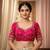 Pink women's silk blend embroidered readymade blouse