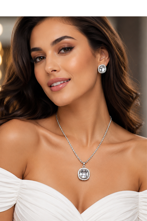 Rhodium finish crown radiance necklace set 4