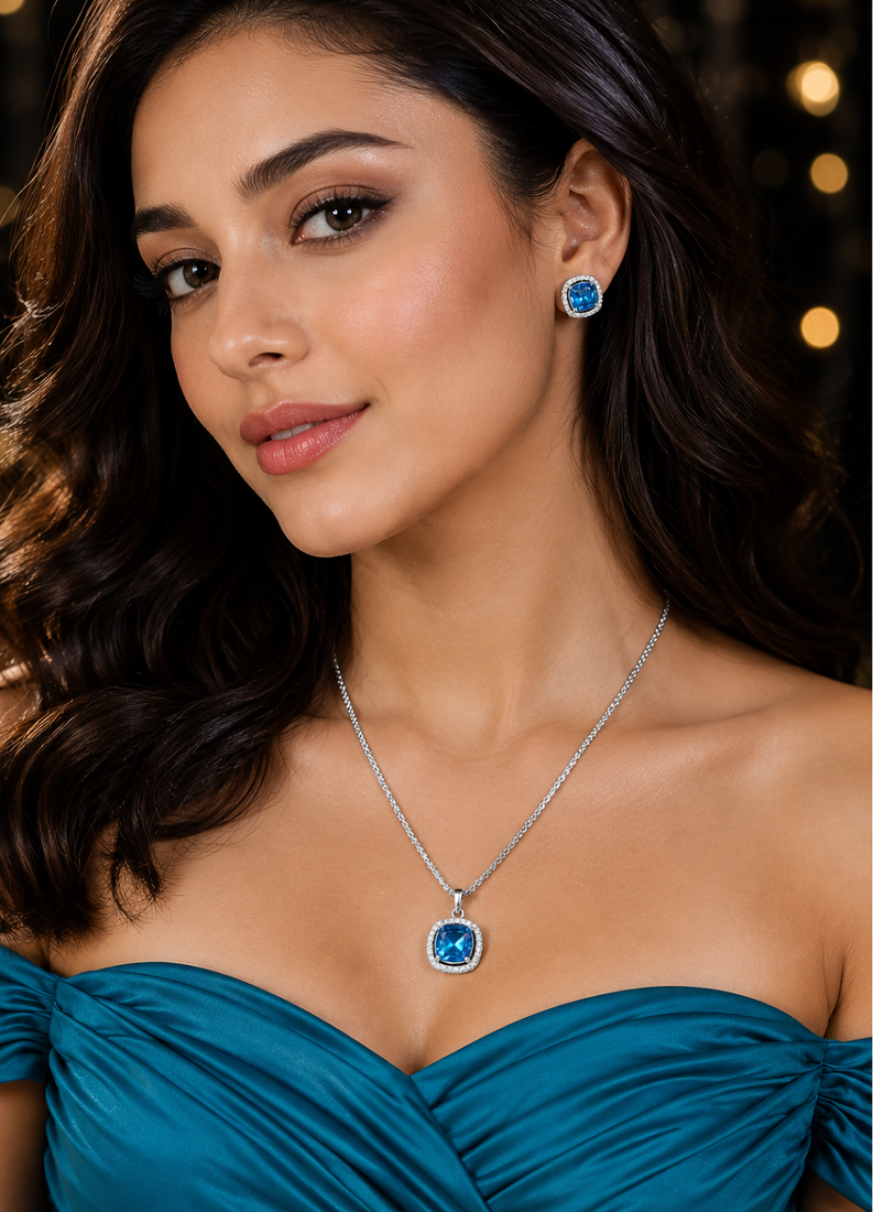 Rhodium finish prestige glow necklace set