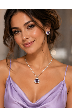 Rhodium finish radiance crest necklace set 4