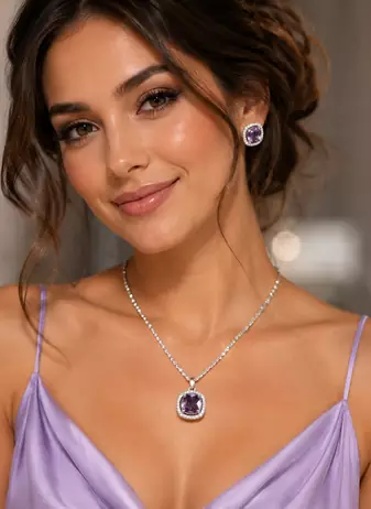 Rhodium finish radiance crest necklace set