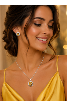 Rhodium finish noble spark necklace set 5