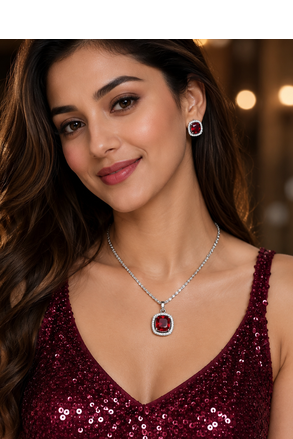 Rhodium finish luxe radiance necklace set 4