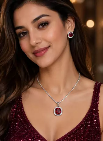 Rhodium finish luxe radiance necklace set