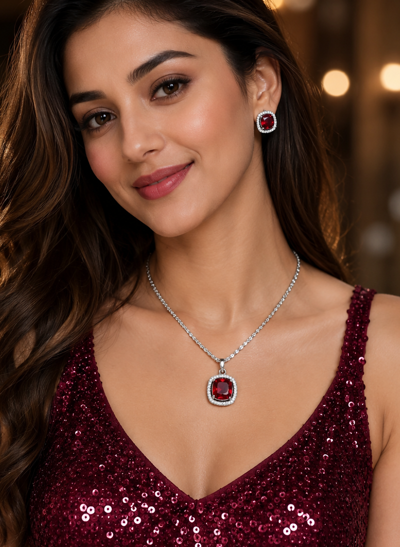 Rhodium finish luxe radiance necklace set