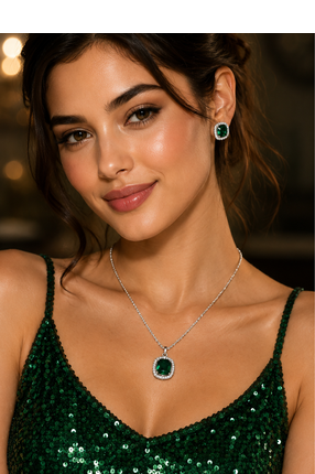 Rhodium finish timeless spark necklace set 4