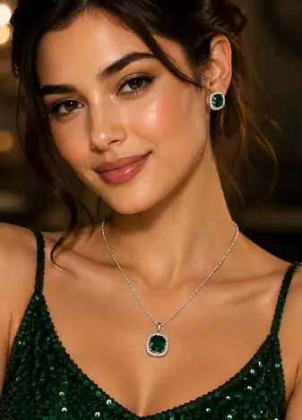 Rhodium finish timeless spark necklace set