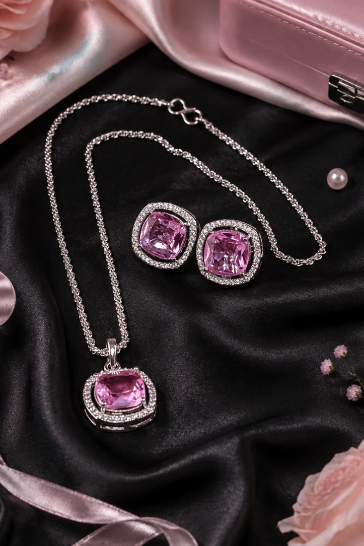 Rhodium Finish Elite Grace Necklace Set