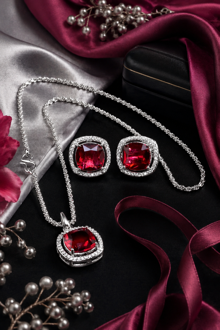 Rhodium finish luxe radiance necklace set