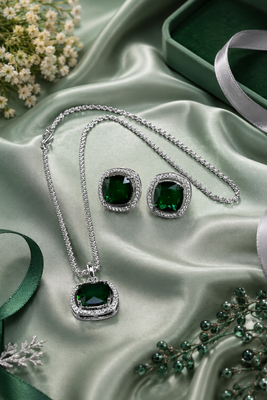 Rhodium finish timeless spark necklace set 5