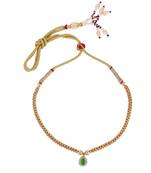 oval small golden balls green kundan brass gold plated choker traditional necklace for women