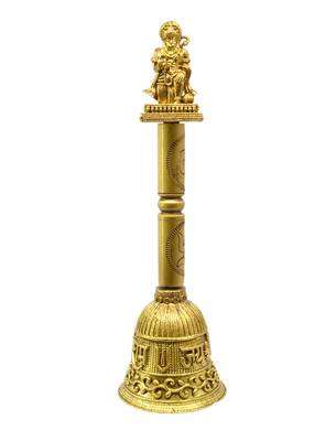 traditional "jai shree ram and hanuman ji" brass antique gold plated bell(pooja ghantee) 2