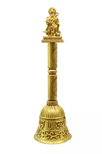 traditional "jai shree ram and hanuman ji" brass antique gold plated bell(pooja ghantee)