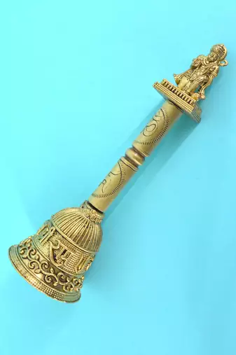 traditional "jai shree ram and hanuman ji" brass antique gold plated bell(pooja ghantee)