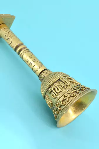 traditional "jai shree ram and hanuman ji" brass antique gold plated bell(pooja ghantee)