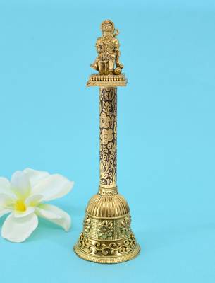 traditional "hanuman ji" brass antique gold plated bell(pooja ghantee) 1