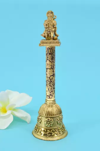 traditional "hanuman ji" brass antique gold plated bell(pooja ghantee)