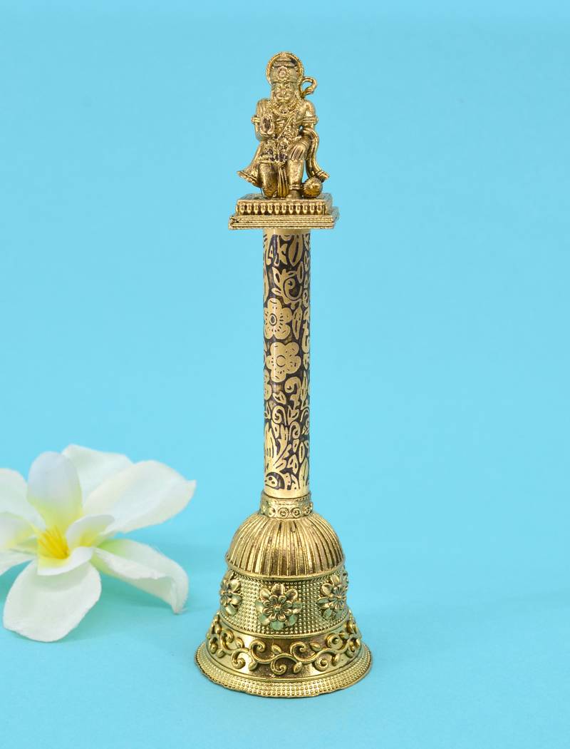 traditional "hanuman ji" brass antique gold plated bell(pooja ghantee)