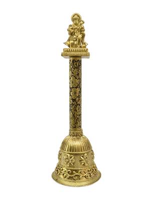traditional "hanuman ji" brass antique gold plated bell(pooja ghantee) 2