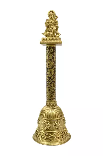 traditional "hanuman ji" brass antique gold plated bell(pooja ghantee)