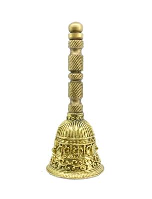 traditional "mahakaal writing word" brass antique gold plated bell(pooja ghantee) 2