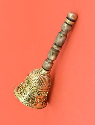 traditional "mahakaal writing word" brass antique gold plated bell(pooja ghantee) 5
