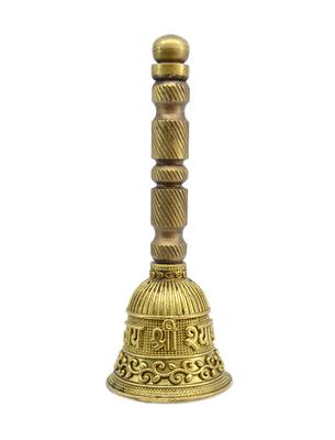 traditional "jai shree shyam" brass antique gold plated bell(pooja ghantee) 2