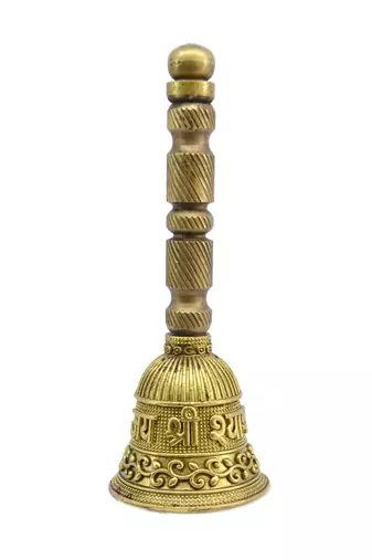 traditional "jai shree shyam" brass antique gold plated bell(pooja ghantee)
