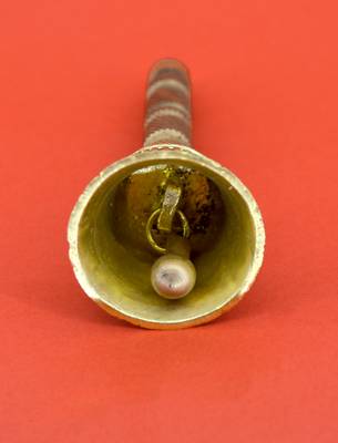 traditional "jai shree shyam" brass antique gold plated bell(pooja ghantee) 4