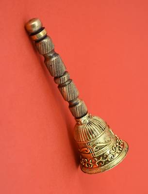 traditional "jai shree shyam" brass antique gold plated bell(pooja ghantee) 5