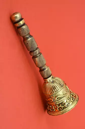 traditional "jai shree shyam" brass antique gold plated bell(pooja ghantee)