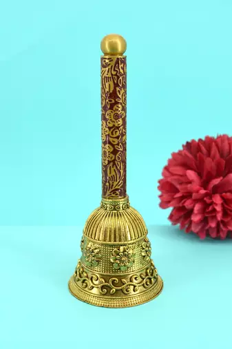 traditional flower design brass antique gold plated bell(pooja ghantee)