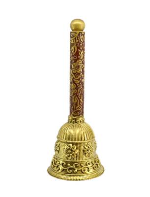 traditional flower design brass antique gold plated bell(pooja ghantee) 2
