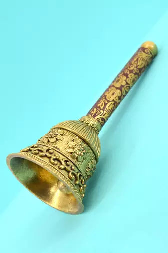 traditional flower design brass antique gold plated bell(pooja ghantee)