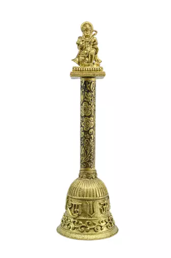 traditional "jai shree ram and hanuman ji" brass antique gold plated bell(pooja ghantee)