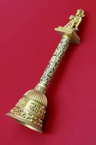 traditional "jai shree ram and hanuman ji" brass antique gold plated bell(pooja ghantee)