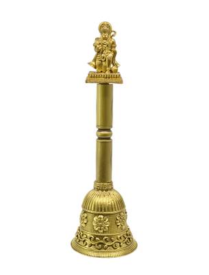 traditional "hanuman ji" brass antique gold plated bell(pooja ghantee) 2