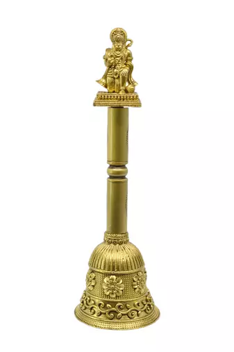 traditional "hanuman ji" brass antique gold plated bell(pooja ghantee)