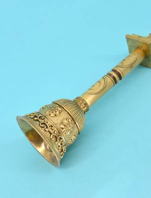 traditional "hanuman ji" brass antique gold plated bell(pooja ghantee) 4