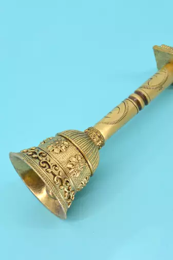 traditional "hanuman ji" brass antique gold plated bell(pooja ghantee)