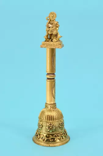 traditional "hanuman ji" brass antique gold plated bell(pooja ghantee)