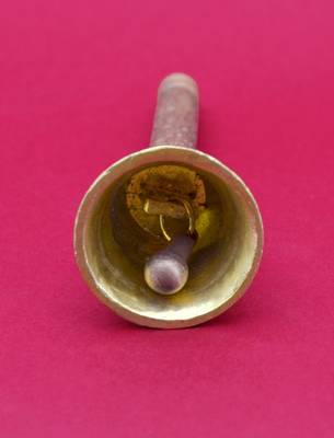 traditional "jai shree shyam" brass antique gold plated bell(pooja ghantee) 4