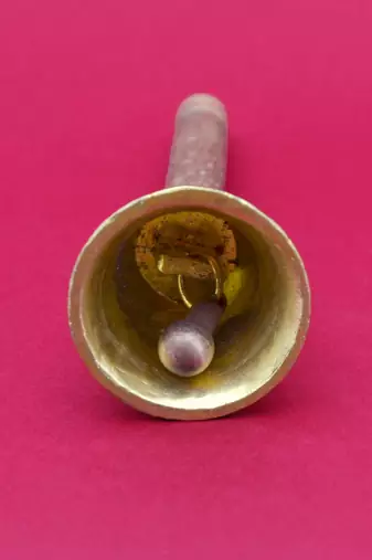 traditional "jai shree shyam" brass antique gold plated bell(pooja ghantee)