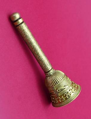 traditional "jai shree shyam" brass antique gold plated bell(pooja ghantee) 5