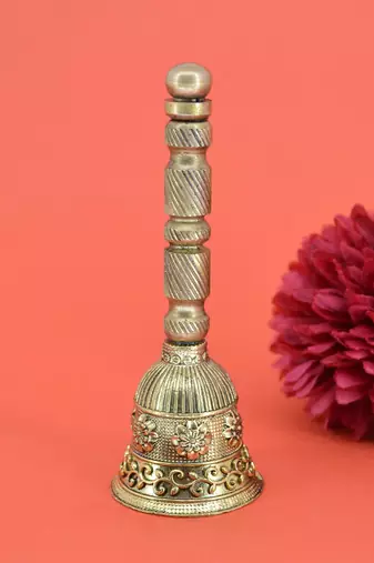 traditional flower design brass antique gold plated bell(pooja ghantee)