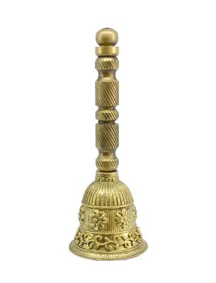 traditional flower design brass antique gold plated bell(pooja ghantee) 2