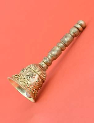 traditional flower design brass antique gold plated bell(pooja ghantee) 3