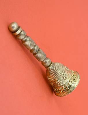 traditional flower design brass antique gold plated bell(pooja ghantee) 5
