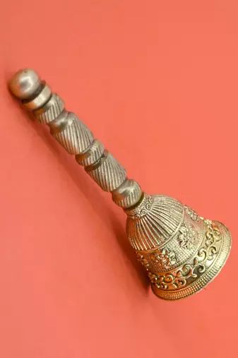traditional flower design brass antique gold plated bell(pooja ghantee)